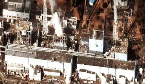 Fukushima I by Digital Globe by Digital Globe: Earthquake and Tsunami damage to the Dai Ichi Power Plant, Japan. Licensed under CC BY-SA 3.0 via Commons -  Wikipedia