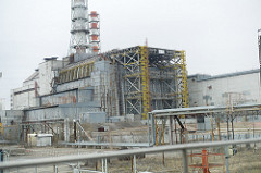 Chernobyl in 2012. The exploded reactor is covered with a concrete 'sarcophagus' to seal it. Credit: William Saito