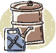 oil barrel and gasoline can