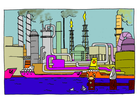 An enormous plastic factory